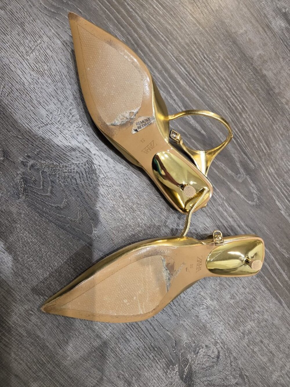 Zara gold kitten heal pointed toe shoes - Picture 6 of 6